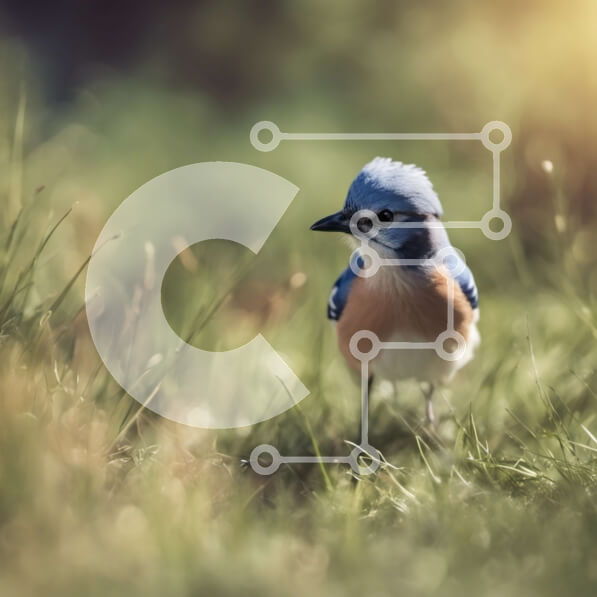 Intra Συλλεκτικό Ξύλινο Παζλ Plywood  4mm - Όμορφο μπλε πουλί στην πράσινη χλόη Σε Ξύλινο Κουτί - Διαστάσεις: 10x10 cm – 25 κομμάτια