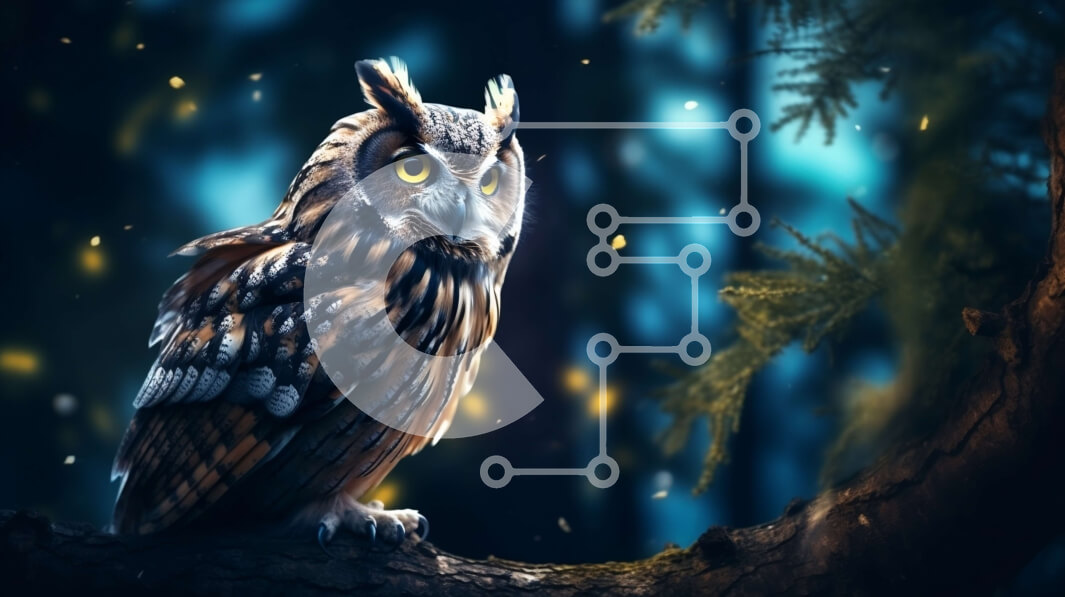 Intra Συλλεκτικό Ξύλινο Παζλ Plywood  4mm - Εκπληκτική εικόνα της κουκουβάγιας σκαρφαλωμένης σε κλαδί δέντρου στο δάσος τη νύχτα Σε Ξύλινο Κουτί - Διαστάσεις: 10x10 cm – 25 κομμάτια