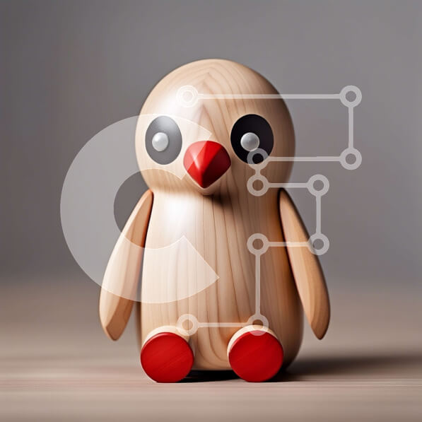 Intra Συλλεκτικό Ξύλινο Παζλ Plywood  4mm - Αξιολάτρευτο ξύλινο παιχνίδι πιγκουίνου με κόκκινα μάτια Σε Ξύλινο Κουτί - Διαστάσεις: 10x10 cm – 25 κομμάτια