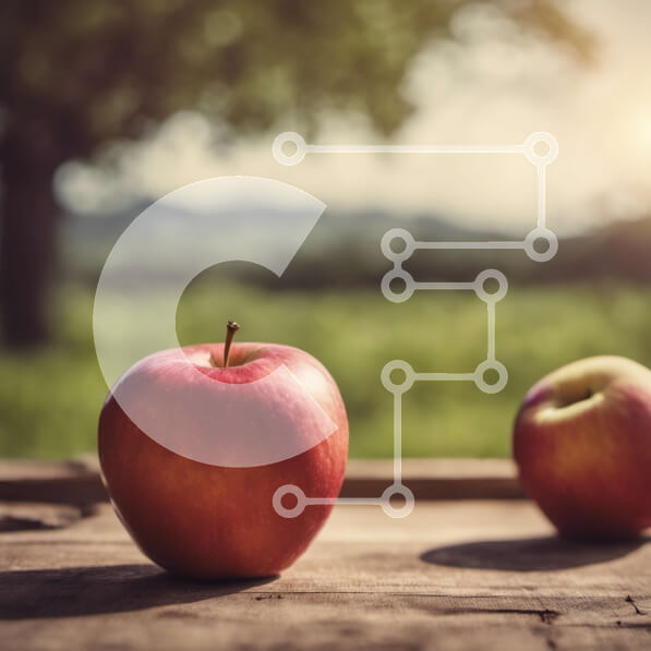 Intra Συλλεκτικό Ξύλινο Παζλ Plywood  4mm - Δύο κόκκινα μήλα σε ξύλινο τραπέζι με φόντο πράσινο γρασίδι Σε Ξύλινο Κουτί - Διαστάσεις: 10x10 cm – 25 κομμάτια