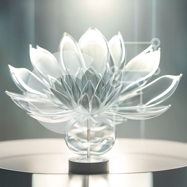 Intra Συλλεκτικό Ξύλινο Παζλ Plywood  4mm - Όμορφο γλυπτό λουλουδιών λωτού από καθαρό γυαλί στο βάθρο Σε Ξύλινο Κουτί - Διαστάσεις: 10x10 cm – 25 κομμάτια