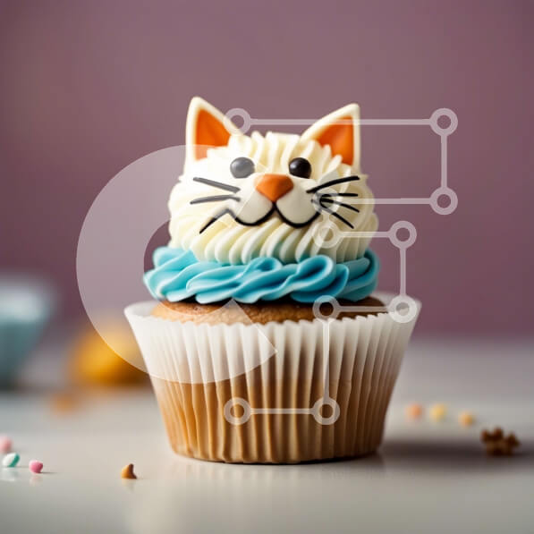 Σετ των 2 Intra Συλλεκτικό Ξύλινο Παζλ Plywood  4mm - Αξιολάτρευτο στολισμό Cupcake Face Cat Σε Ξύλινο Κουτί - Διαστάσεις: 10x10 cm – 25 κομμάτια