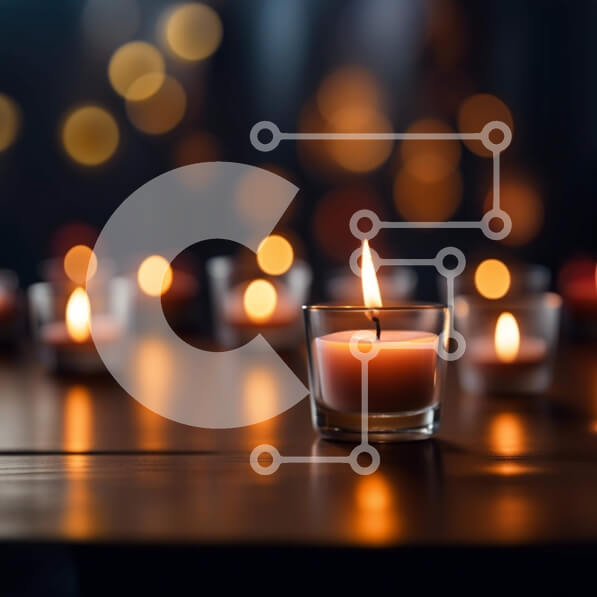 Intra Συλλεκτικό Ξύλινο Παζλ Plywood  4mm - Ομάδα αναμμένων κεριών σε σκοτεινό φόντο Σε Ξύλινο Κουτί - Διαστάσεις Puzzle: 10x10 cm – 25 κομμάτια