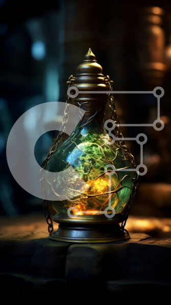 Intra Συλλεκτικό Ξύλινο Παζλ Plywood  4mm - Σαγηνευτική εικόνα του λαμπερού πράσινου υγρού σε γυάλινο μπουκάλι Σε Ξύλινο Κουτί - Διαστάσεις: 10x10 cm – 25 κομμάτια