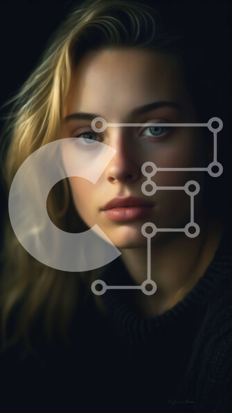 Intra Συλλεκτικό Ξύλινο Παζλ Plywood  4mm - Σοβαρή νεαρή γυναίκα με ξανθά μαλλιά και μπλε μάτια σε μαύρο και άσπρο Σε Ξύλινο Κουτί - Διαστάσεις Puzzle: 10x10 cm – 25 κομμάτια