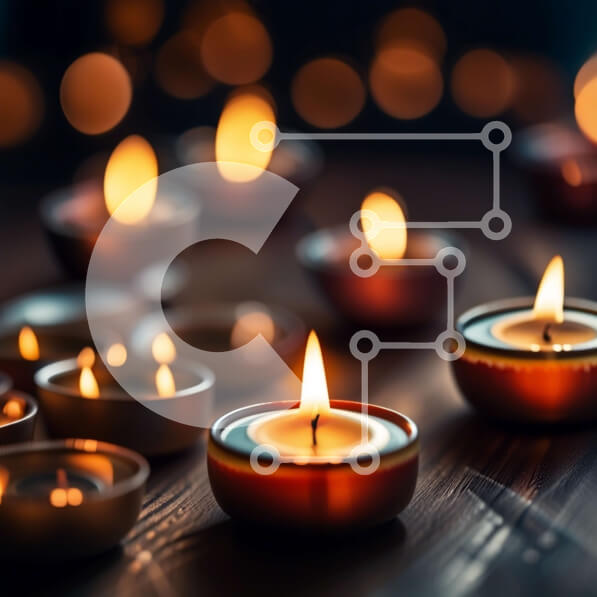 Intra Συλλεκτικό Ξύλινο Παζλ Plywood  4mm - Όμορφη εικόνα αναμμένων κεριών σε ένα ζεστό περιβάλλον Σε Ξύλινο Κουτί - Διαστάσεις Puzzle: 10x10 cm – 25 κομμάτια