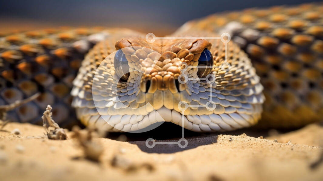 Σετ των 2 Intra Συλλεκτικό Ξύλινο Παζλ Plywood  4mm - Εκπληκτική κοντινή φωτογραφία του κεφαλιού ενός φιδιού με καφέ και κίτρινο σχέδιο Σε Ξύλινο Κουτί - Διαστάσεις: 10x10 cm – 25 κομμάτια