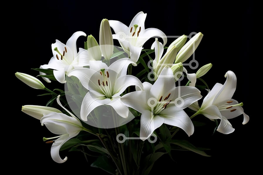 Intra Συλλεκτικό Ξύλινο Παζλ Plywood  4mm - Κομψή ανθοδέσμη με λευκούς κρίνους σε μαύρο φόντο Σε Ξύλινο Κουτί - Διαστάσεις Puzzle: 10x10 cm – 25 κομμάτια