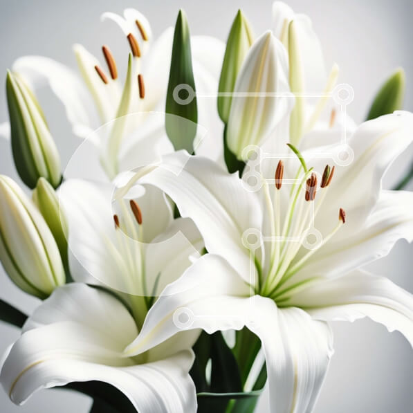 Intra Συλλεκτικό Ξύλινο Παζλ Plywood  4mm - Όμορφη εικόνα λευκών κρίνων σε βάζο σε γκρι φόντο Σε Ξύλινο Κουτί - Διαστάσεις: 10x10 cm – 25 κομμάτια