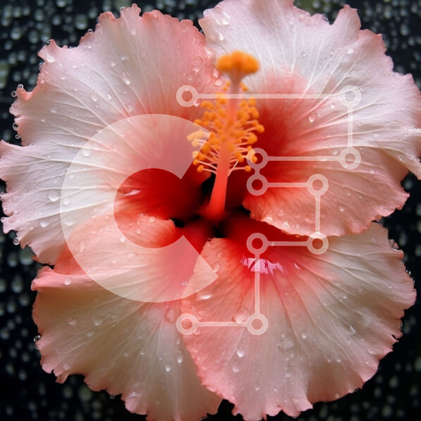 Intra Συλλεκτικό Ξύλινο Παζλ Plywood  4mm - Κοντινό πλάνο ενός ροζ λουλουδιού ιβίσκου με σταγόνες βροχής στα πέταλά του Σε Ξύλινο Κουτί - Διαστάσεις: 10x10 cm – 25 κομμάτια