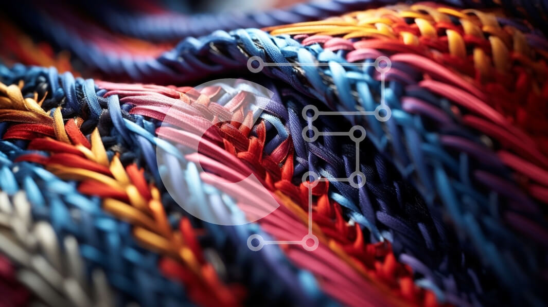 Intra Συλλεκτικό Ξύλινο Παζλ Plywood  4mm - Δονούμενη κινηματογράφηση σε πρώτο πλάνο ενός πολύχρωμου πλεκτού σχοινιού Σε Ξύλινο Κουτί - Διαστάσεις Puzzle: 10x10 cm – 25 κομμάτια