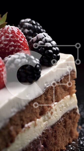 Intra Συλλεκτικό Ξύλινο Παζλ Plywood  4mm - Λαχταριστό κομμάτι κέικ με λευκό παγωμένο και φρέσκα μούρα στην κορυφή Σε Ξύλινο Κουτί - Διαστάσεις: 10x10 cm – 25 κομμάτια