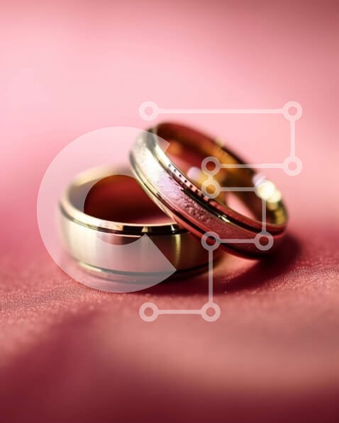 Intra Συλλεκτικό Ξύλινο Παζλ Plywood  4mm - Εκπληκτική εικόνα με δύο χρυσές βέρες σε ρομαντικό ροζ φόντο Σε Ξύλινο Κουτί - Διαστάσεις Puzzle: 10x10 cm – 25 κομμάτια