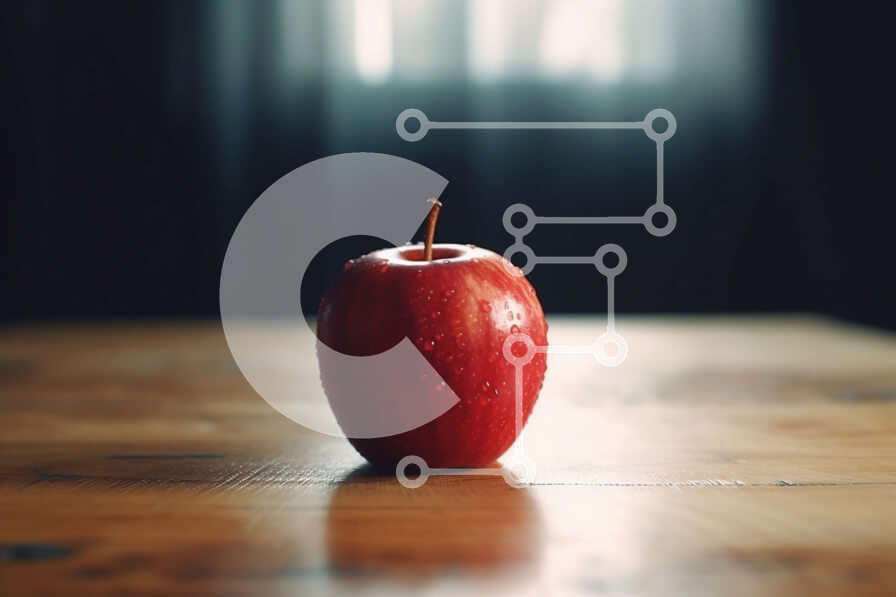 Σετ των 2 Intra Συλλεκτικό Ξύλινο Παζλ Plywood  4mm - Όμορφη εικόνα ενός κόκκινου μήλου σε ένα ξύλινο τραπέζι σε ένα ηλιόλουστο δωμάτιο Σε Ξύλινο Κουτί - Διαστάσεις: 10x10 cm – 25 κομμάτια