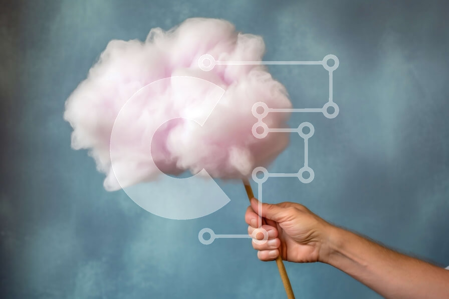 Σετ των 2 Intra Συλλεκτικό Ξύλινο Παζλ Plywood  4mm - Πολύχρωμη και γλυκιά εικόνα του χεριού που κρατά το σύννεφο καραμέλας βαμβακιού Σε Ξύλινο Κουτί - Διαστάσεις: 10x10 cm – 25 κομμάτια