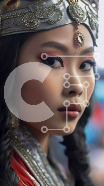 Intra Συλλεκτικό Ξύλινο Παζλ Plywood  4mm - Εκπληκτική εικόνα μιας παραδοσιακής Μογγολικής γυναίκας Σε Ξύλινο Κουτί - Διαστάσεις Puzzle: 10x10 cm – 25 κομμάτια