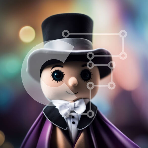 Intra Συλλεκτικό Ξύλινο Παζλ Plywood  4mm - Κομψή εικόνα ενός άνδρα με καπέλο και ακρωτήριο Σε Ξύλινο Κουτί - Διαστάσεις Puzzle: 10x10 cm – 25 κομμάτια