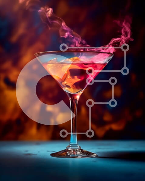 Σετ των 2 Intra Συλλεκτικό Ξύλινο Παζλ Plywood  4mm - Ζωντανό κοκτέιλ σε ποτήρι Martini σε σκούρο φόντο Σε Ξύλινο Κουτί - Διαστάσεις: 10x10 cm – 25 κομμάτια