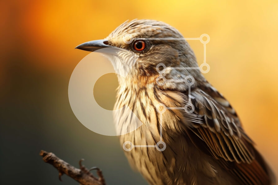 Σετ των 2 Intra Συλλεκτικό Ξύλινο Παζλ Plywood  4mm - Έντονο βλέμμα: Καφέ πουλί σε ένα κλαδί Σε Ξύλινο Κουτί - Διαστάσεις: 10x10 cm – 25 κομμάτια