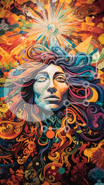 Intra Συλλεκτικό Ξύλινο Παζλ Plywood  4mm - Εκπληκτικό πορτρέτο μιας γυναίκας με πολύχρωμα μοτίβα που στροβιλίζονται στα μαλλιά της Σε Ξύλινο Κουτί - Διαστάσεις Puzzle: 10x10 cm – 25 κομμάτια