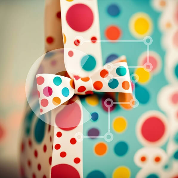 Intra Συλλεκτικό Ξύλινο Παζλ Plywood  4mm - Ζωντανό κουτί δώρου με μοτίβο πουά και φιόγκο με κορδέλα Σε Ξύλινο Κουτί - Διαστάσεις: 10x10 cm – 25 κομμάτια