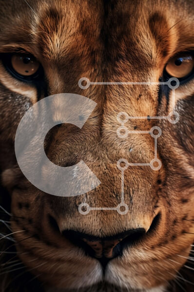 Σετ των 2 Intra Συλλεκτικό Ξύλινο Παζλ Plywood  4mm - Κοντινή εικόνα του προσώπου ενός λιονταριού Σε Ξύλινο Κουτί - Διαστάσεις: 10x10 cm – 25 κομμάτια