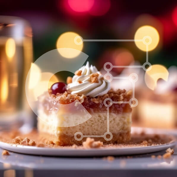 Σετ των 2 Intra Συλλεκτικό Ξύλινο Παζλ Plywood  4mm - Νόστιμο Cheesecake με Cranberries και σαντιγί σε τραπέζι Σε Ξύλινο Κουτί - Διαστάσεις: 10x10 cm – 25 κομμάτια