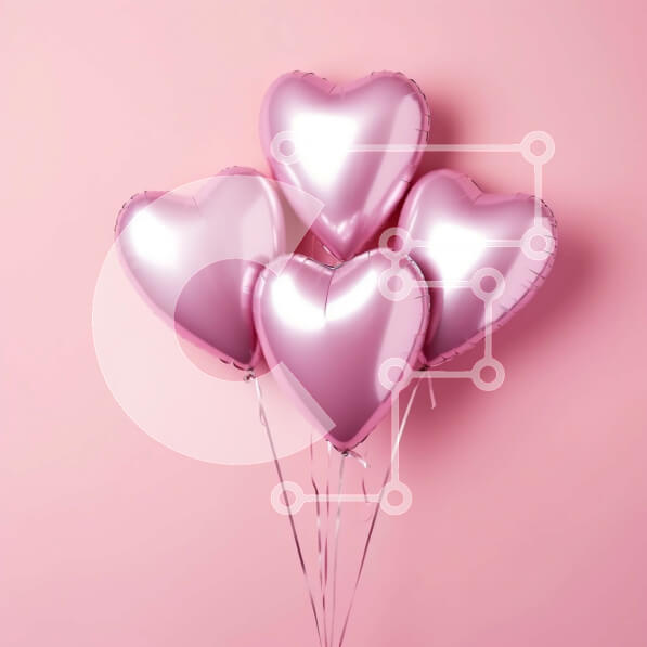 Intra Συλλεκτικό Ξύλινο Παζλ Plywood  4mm - Χαρούμενη εικόνα με ροζ μπαλόνια σε σχήμα καρδιάς στον αέρα Σε Ξύλινο Κουτί - Διαστάσεις Puzzle: 10x10 cm – 25 κομμάτια