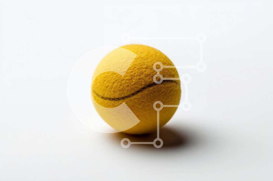 Intra Συλλεκτικό Ξύλινο Παζλ Plywood  4mm - Φωτεινή κίτρινη μπάλα του τένις σε μια καθαρή λευκή επιφάνεια Σε Ξύλινο Κουτί - Διαστάσεις Puzzle: 10x10 cm – 25 κομμάτια