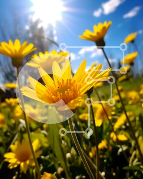 Intra Συλλεκτικό Ξύλινο Παζλ Plywood  4mm - Όμορφη εικόνα ενός χωραφιού με κίτρινες μαργαρίτες μια ηλιόλουστη μέρα Σε Ξύλινο Κουτί - Διαστάσεις: 10x10 cm – 25 κομμάτια