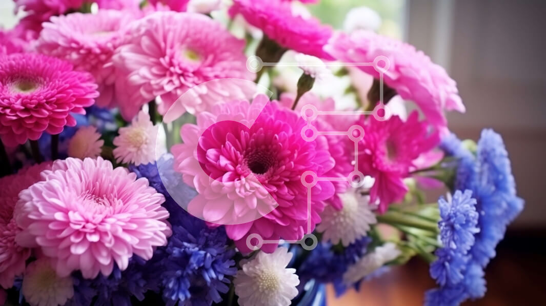 Intra Συλλεκτικό Ξύλινο Παζλ Plywood  4mm - Βάζο γεμάτο με ροζ και μπλε λουλούδια Σε Ξύλινο Κουτί - Διαστάσεις: 10x10 cm – 25 κομμάτια