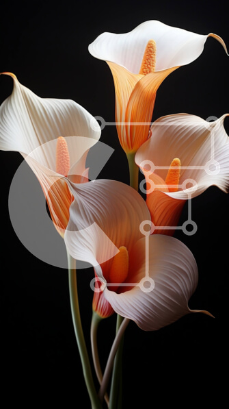 Σετ των 2 Intra Συλλεκτικό Ξύλινο Παζλ Plywood  4mm - Κομψή φωτογραφία των Λευκών κρίνων Κάλλα με πορτοκαλί κέντρα Σε Ξύλινο Κουτί - Διαστάσεις: 10x10 cm – 25 κομμάτια