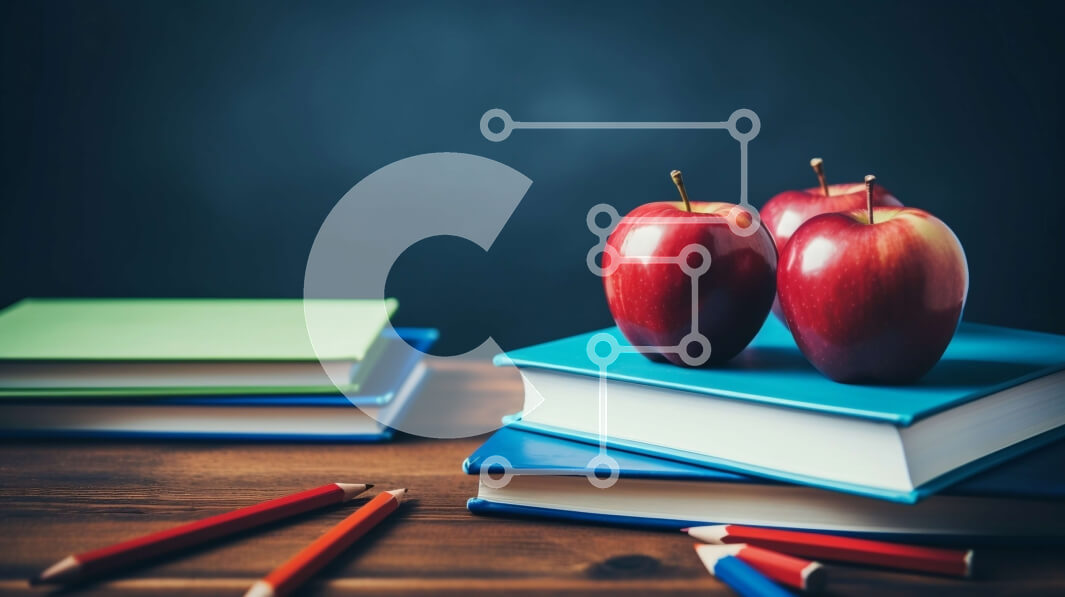 Intra Συλλεκτικό Ξύλινο Παζλ Plywood  4mm - Στοίβα από βιβλία με κόκκινα μήλα σε ένα ξύλινο τραπέζι Σε Ξύλινο Κουτί - Διαστάσεις Puzzle: 10x10 cm – 25 κομμάτια