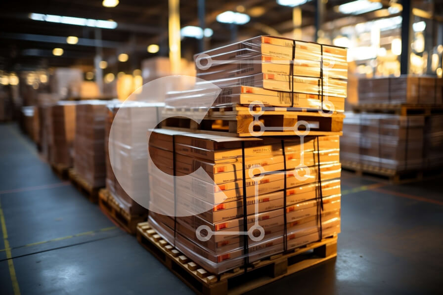 Intra Συλλεκτικό Ξύλινο Παζλ Plywood  4mm - Βιομηχανική αποθήκη με στοιβαγμένες παλέτες και χαρτόκουτα Σε Ξύλινο Κουτί - Διαστάσεις Puzzle: 10x10 cm – 25 κομμάτια