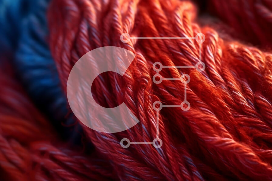 Intra Συλλεκτικό Ξύλινο Παζλ Plywood  4mm - Δονούμενη μπάλα από κόκκινο και μπλε νήμα σε κοντινό πλάνο Σε Ξύλινο Κουτί - Διαστάσεις: 10x10 cm – 25 κομμάτια