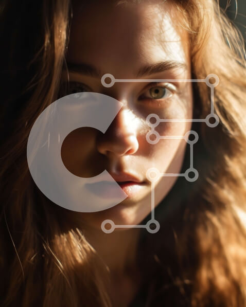 Intra Συλλεκτικό Ξύλινο Παζλ Plywood  4mm - Σοβαρό πορτρέτο μιας νεαρής γυναίκας με καστανά μαλλιά και σημάδι ομορφιάς Σε Ξύλινο Κουτί - Διαστάσεις Puzzle: 10x10 cm – 25 κομμάτια