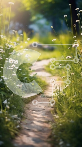 Σετ των 2 Intra Συλλεκτικό Ξύλινο Παζλ Plywood  4mm - Όμορφο μονοπάτι μέσα από ένα πράσινο λιβάδι με αγριολούλουδα Σε Ξύλινο Κουτί - Διαστάσεις: 10x10 cm – 25 κομμάτια