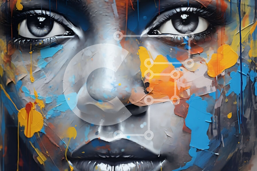 Intra Συλλεκτικό Ξύλινο Παζλ Plywood  4mm - Ζωντανή εικόνα γυναίκας με πιτσιλιές μπογιάς στα μάγουλά της Σε Ξύλινο Κουτί - Διαστάσεις Puzzle: 10x10 cm – 25 κομμάτια