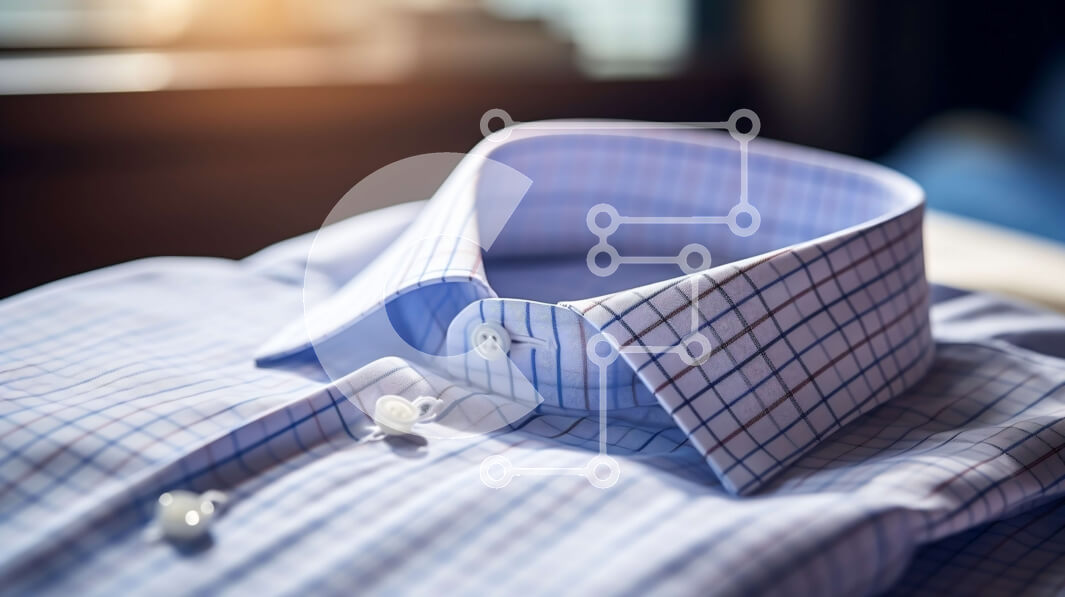 Intra Συλλεκτικό Ξύλινο Παζλ Plywood  4mm - Κομψό μπλε και λευκό ριγέ πουκάμισο σε κρεβάτι Σε Ξύλινο Κουτί - Διαστάσεις Puzzle: 10x10 cm – 25 κομμάτια