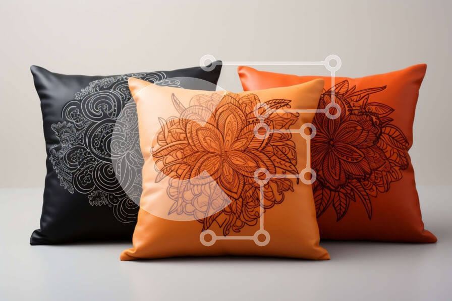 Intra Συλλεκτικό Ξύλινο Παζλ Plywood  4mm - Πολυτελή δερμάτινα μαξιλάρια με περίπλοκα φλοράλ σχέδια Σε Ξύλινο Κουτί - Διαστάσεις Puzzle: 10x10 cm – 25 κομμάτια