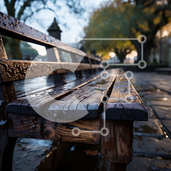 Intra Συλλεκτικό Ξύλινο Παζλ Plywood  4mm - Όμορφη εικόνα ενός ξύλινου πάγκου σε έναν λιθόστρωτο διάδρομο Σε Ξύλινο Κουτί - Διαστάσεις Puzzle: 10x10 cm – 25 κομμάτια