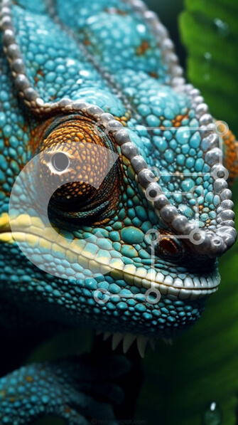 Σετ των 2 Intra Συλλεκτικό Ξύλινο Παζλ Plywood  4mm - Ζωντανός μπλε και πορτοκαλί χαμαιλέοντας με μοναδικά χαρακτηριστικά Σε Ξύλινο Κουτί - Διαστάσεις: 10x10 cm – 25 κομμάτια