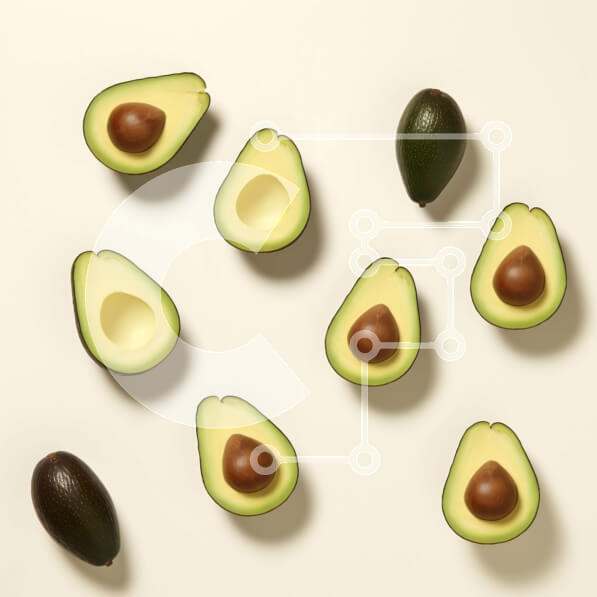 Σετ των 2 Intra Συλλεκτικό Ξύλινο Παζλ Plywood  4mm - Φρέσκα αβοκάντο σε φέτες σε λευκή επιφάνεια Σε Ξύλινο Κουτί - Διαστάσεις: 10x10 cm – 25 κομμάτια