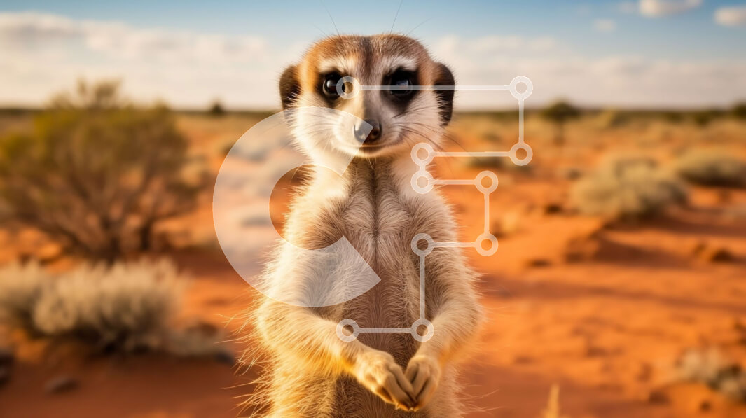 Σετ των 2 Intra Συλλεκτικό Ξύλινο Παζλ Plywood  4mm - Αξιολάτρευτο Meerkat που στέκεται στα πίσω πόδια στην έρημο Σε Ξύλινο Κουτί - Διαστάσεις: 10x10 cm – 25 κομμάτια