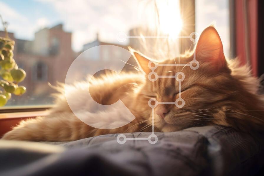 Σετ των 2 Intra Συλλεκτικό Ξύλινο Παζλ Plywood  4mm - Αξιολάτρευτη εικόνα μιας κοιμισμένης πορτοκαλί τιγρέ γάτας Σε Ξύλινο Κουτί - Διαστάσεις: 10x10 cm – 25 κομμάτια