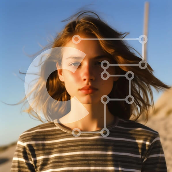 Intra Συλλεκτικό Ξύλινο Παζλ Plywood  4mm - Όμορφη εικόνα μιας νεαρής γυναίκας στην παραλία με καθαρό μπλε ουρανό Σε Ξύλινο Κουτί - Διαστάσεις Puzzle: 10x10 cm – 25 κομμάτια