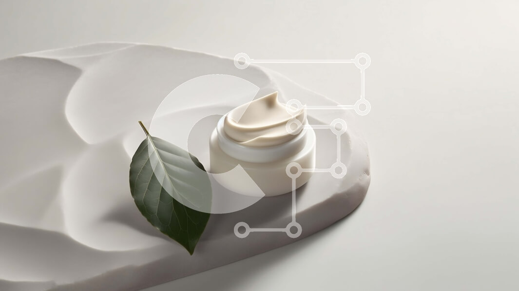 Intra Συλλεκτικό Ξύλινο Παζλ Plywood  4mm - Λευκή μαρμάρινη επιφάνεια με μπουκάλι κρέμας και πράσινο φύλλο Σε Ξύλινο Κουτί - Διαστάσεις Puzzle: 10x10 cm – 25 κομμάτια