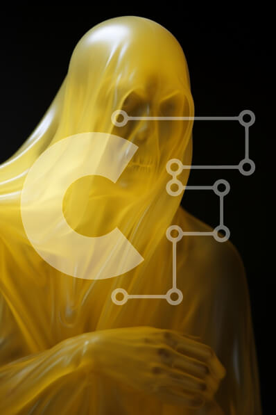 Intra Συλλεκτικό Ξύλινο Παζλ Plywood  4mm - Άγνωστο κίτρινο άγαλμα σε μαύρο φόντο Σε Ξύλινο Κουτί - Διαστάσεις Puzzle: 10x10 cm – 25 κομμάτια