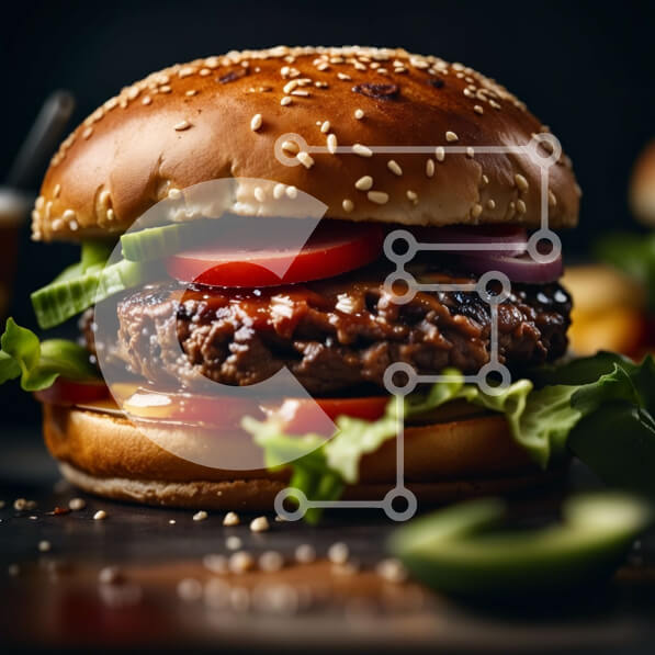 Σετ των 2 Intra Συλλεκτικό Ξύλινο Παζλ Plywood  4mm - Νόστιμο χάμπουργκερ με τυρί, μαρούλι, ντομάτα και πατάτες Σε Ξύλινο Κουτί - Διαστάσεις: 10x10 cm – 25 κομμάτια