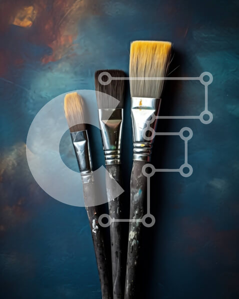 Intra Συλλεκτικό Ξύλινο Παζλ Plywood  4mm - Απλά και ρουστίκ πινέλα σε σκούρο μπλε φόντο Σε Ξύλινο Κουτί - Διαστάσεις Puzzle: 10x10 cm – 25 κομμάτια